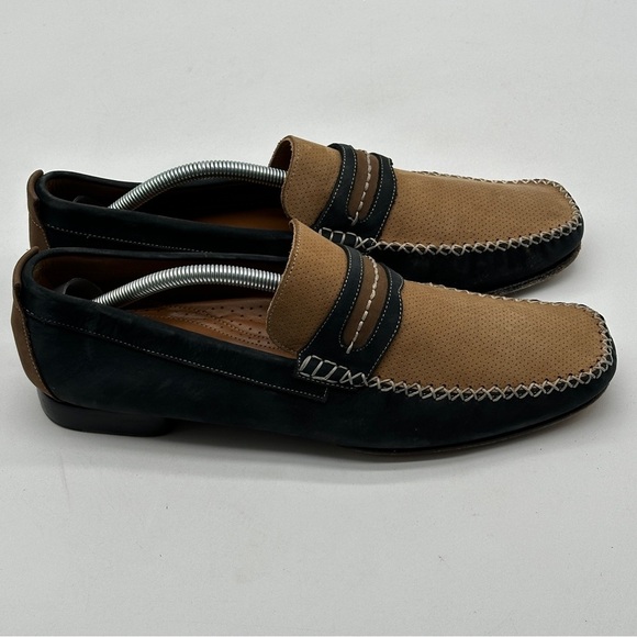 Mezlan Venuti Black/Tan Suede Slip On Loafer Men's Size 11M Made In Spain